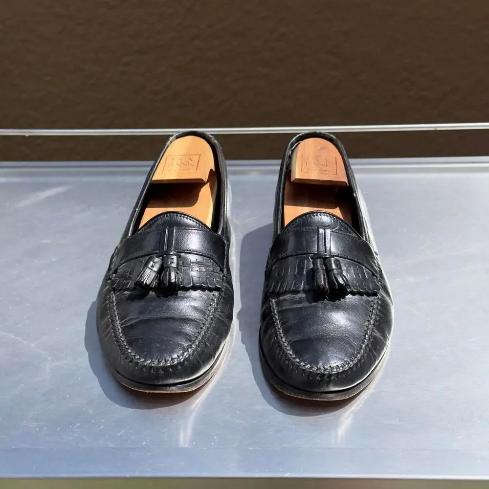 Towncraft Black Leather Loafers with Tassel - Size 9 D